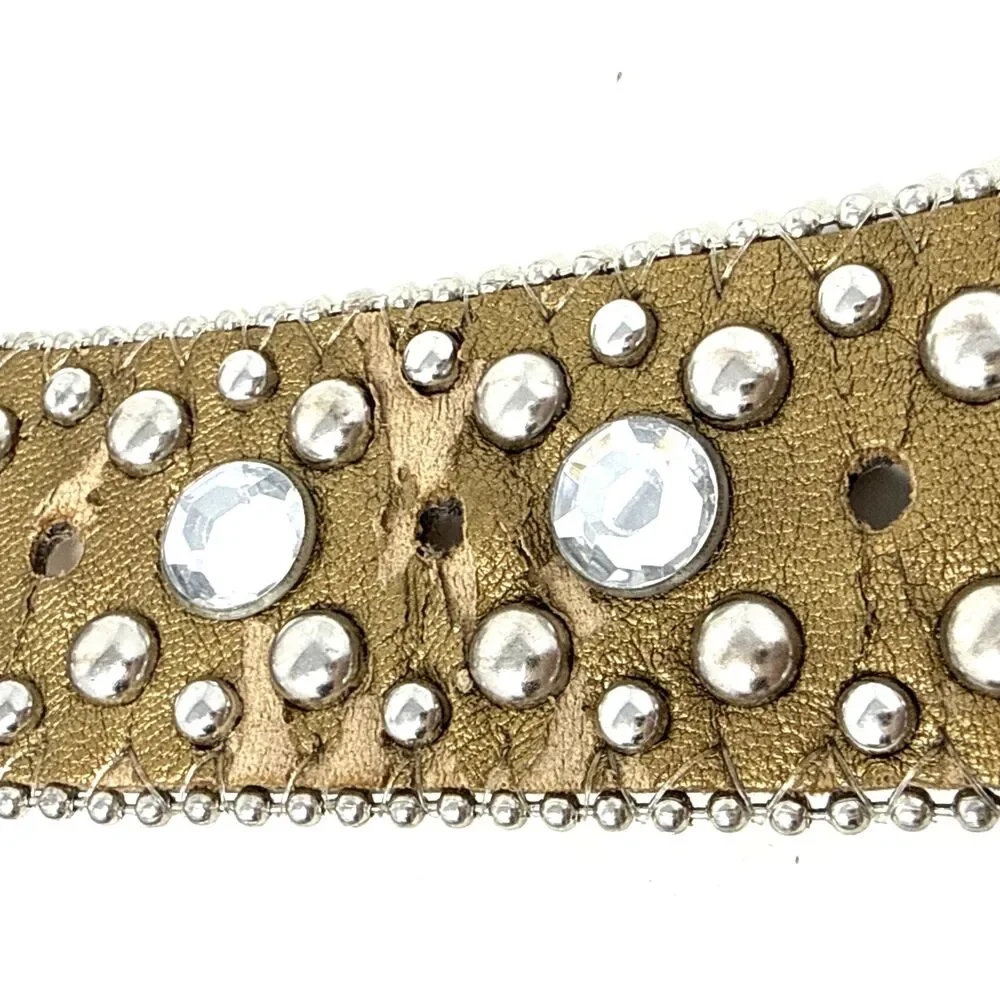 Womens Western Blingy Belt Sz L Studs Rhinestones Boujee Rodeo Gilded Queen Bey